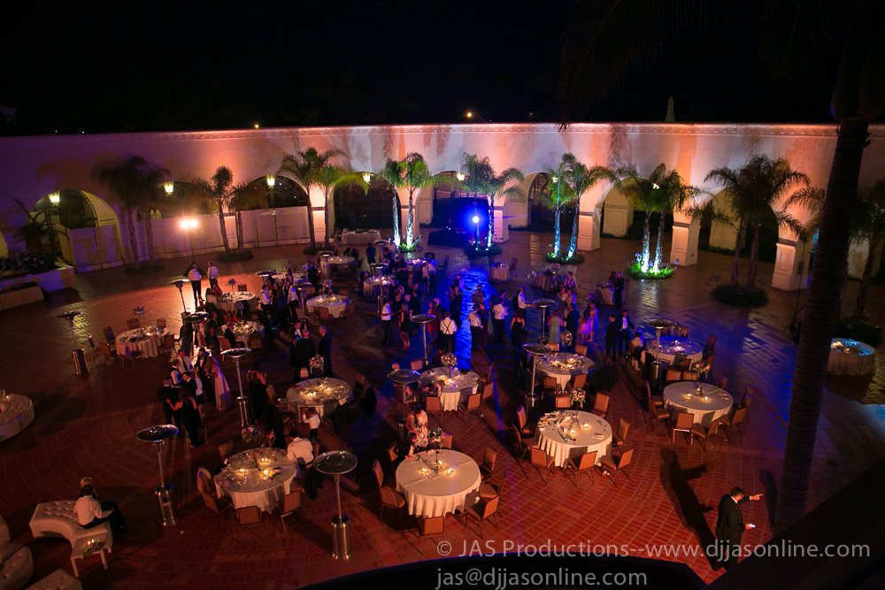 Up-lighting at a wedding at the Fess Parker DoubleTree, Santa Barbara