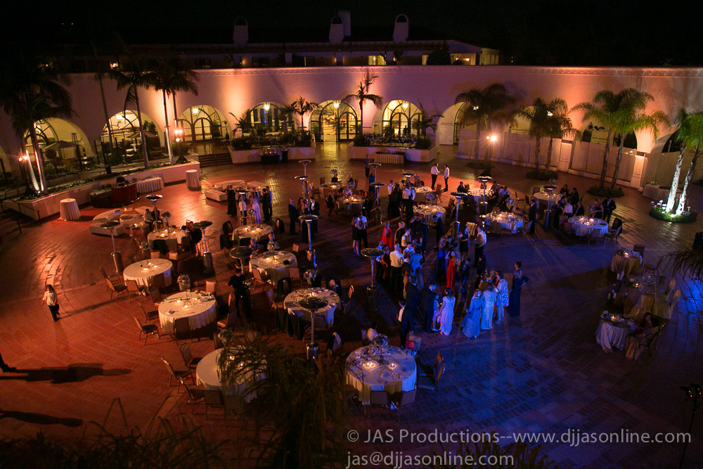 Up-lighting at a wedding at the Fess Parker DoubleTree, Santa Barbara