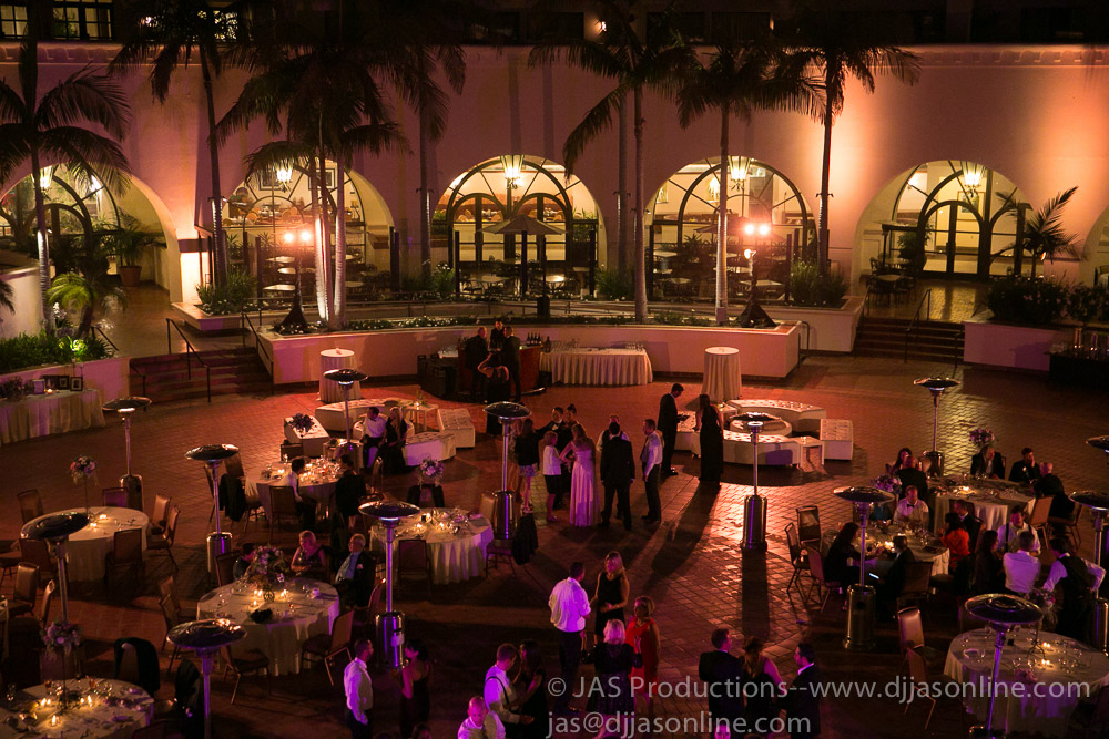 Up-lighting at a wedding at the Fess Parker DoubleTree, Santa Barbara