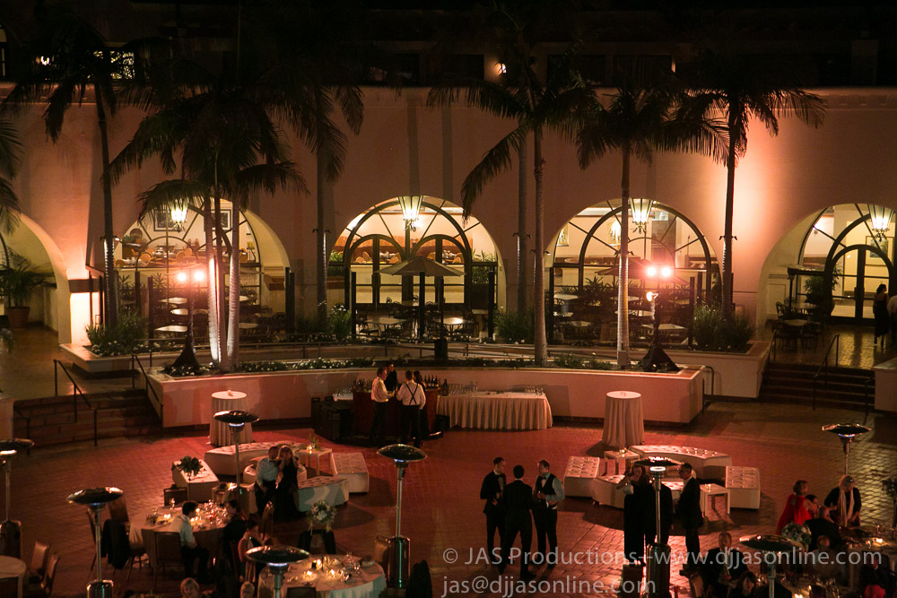Up-lighting at a wedding at the Fess Parker DoubleTree, Santa Barbara