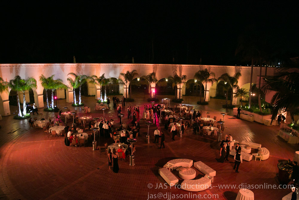Up-lighting at a wedding at the Fess Parker DoubleTree, Santa Barbara