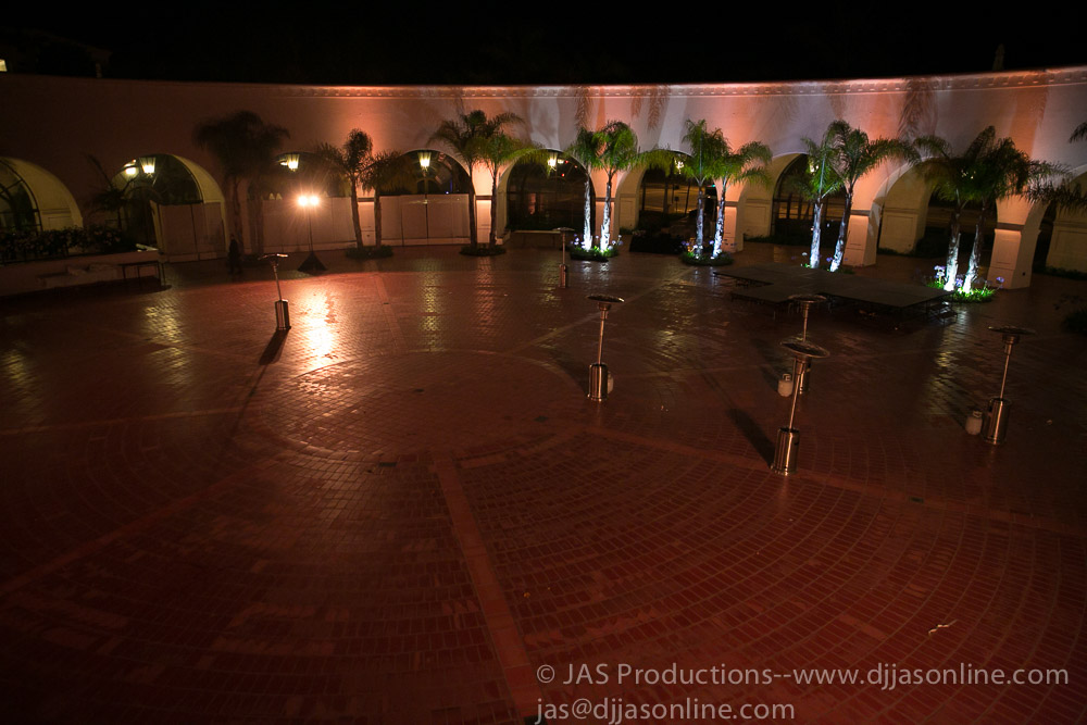 Up-lighting at a wedding at the Fess Parker DoubleTree, Santa Barbara