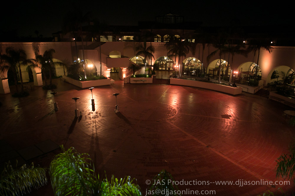 Up-lighting at a wedding at the Fess Parker DoubleTree, Santa Barbara