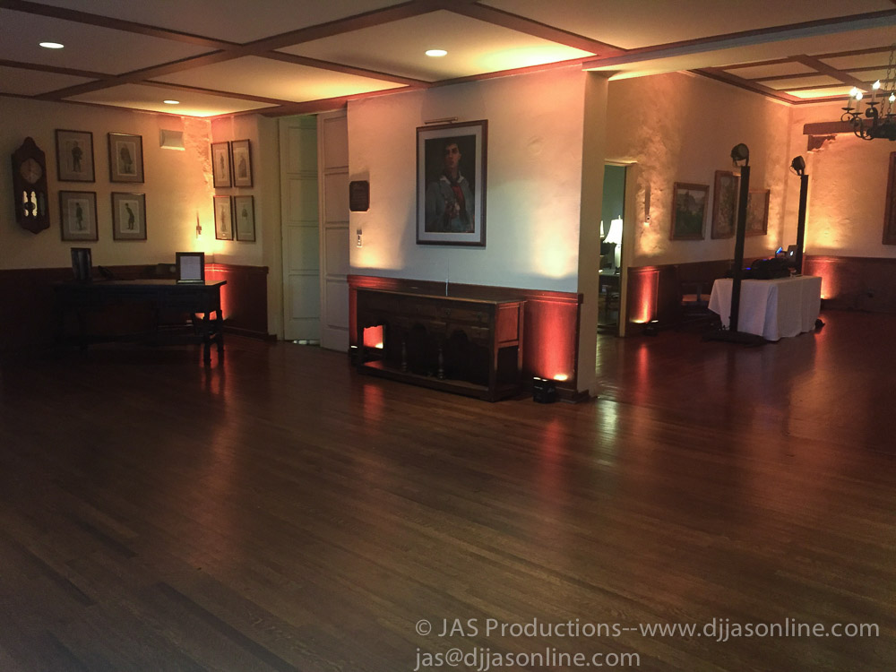 Up-lighting at a wedding at the University Club, Santa Barbara