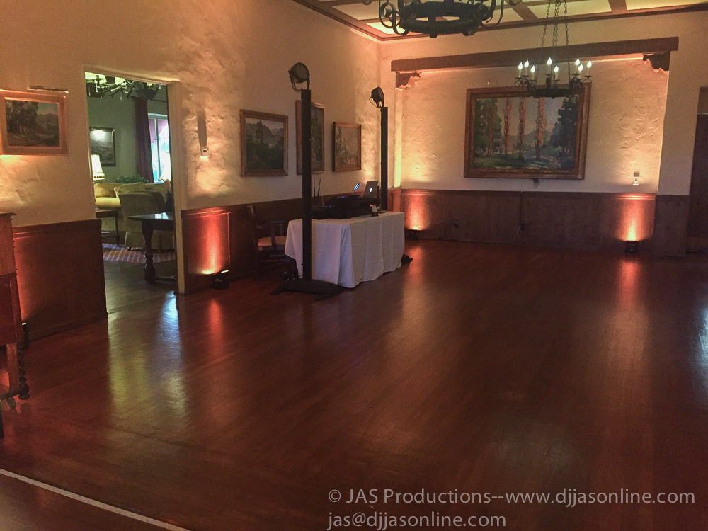 Up-lighting at a wedding at the University Club, Santa Barbara