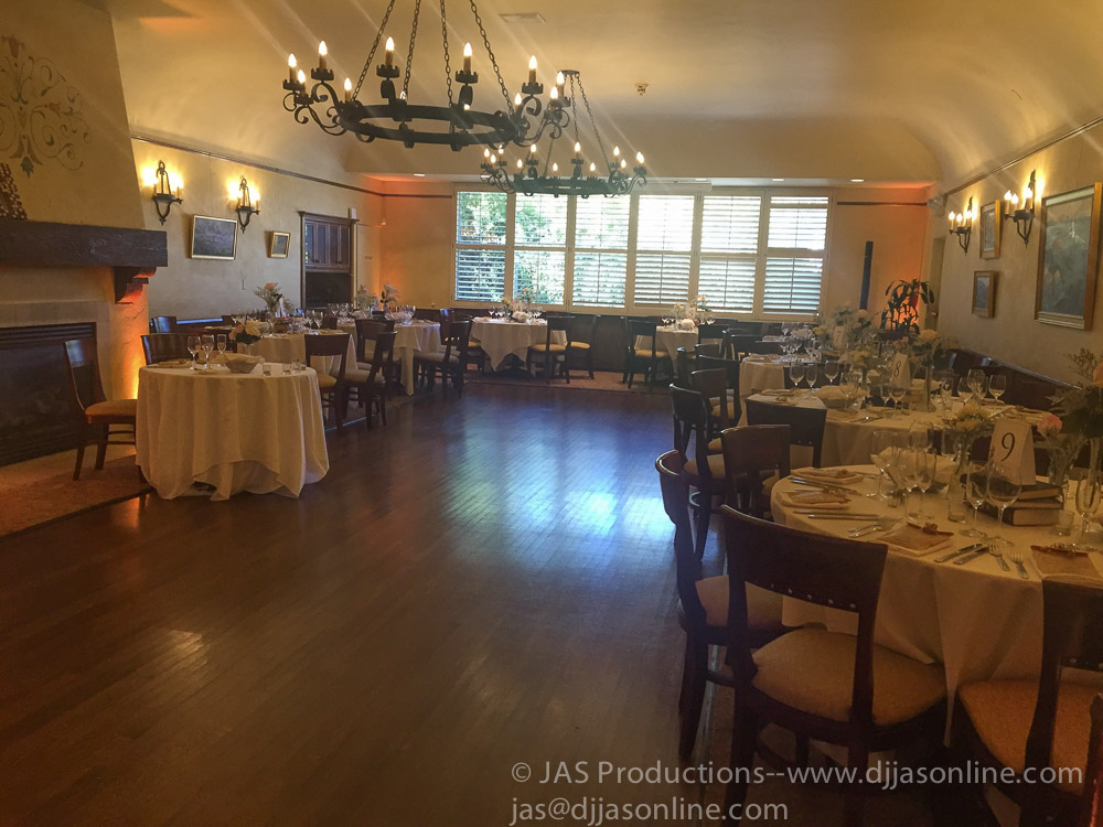 Up-lighting at a wedding at the University Club, Santa Barbara