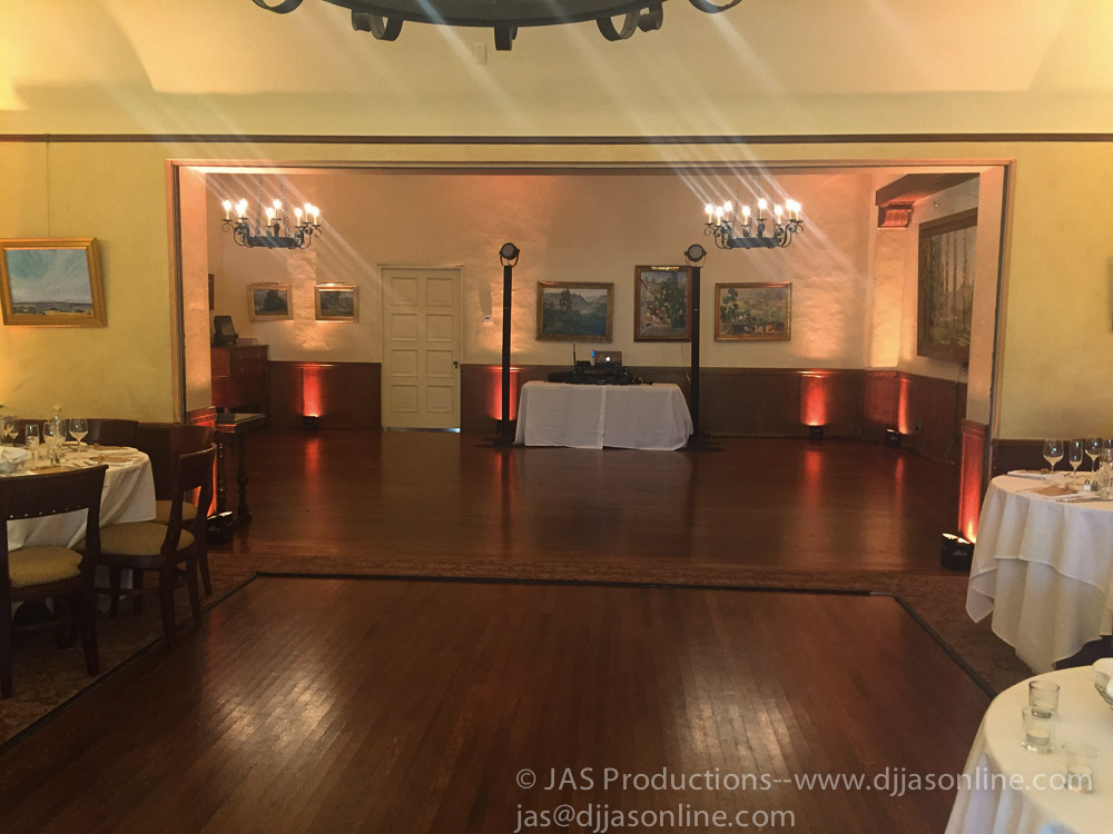Up-lighting at a wedding at the University Club, Santa Barbara
