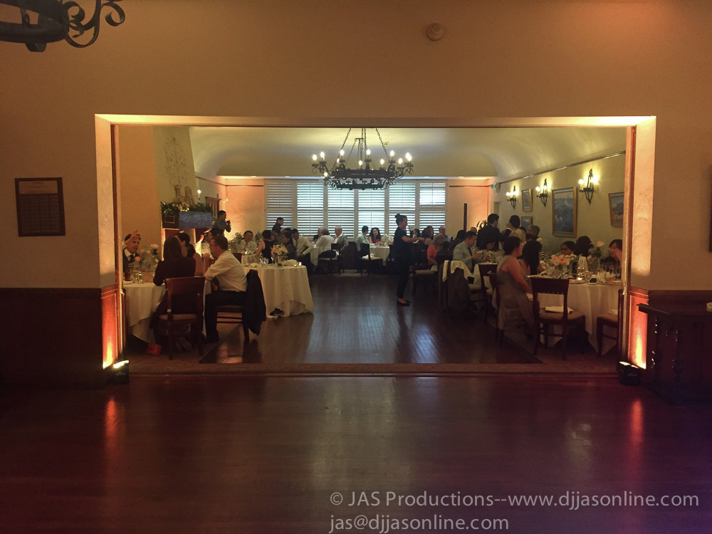Up-lighting at a wedding at the University Club, Santa Barbara