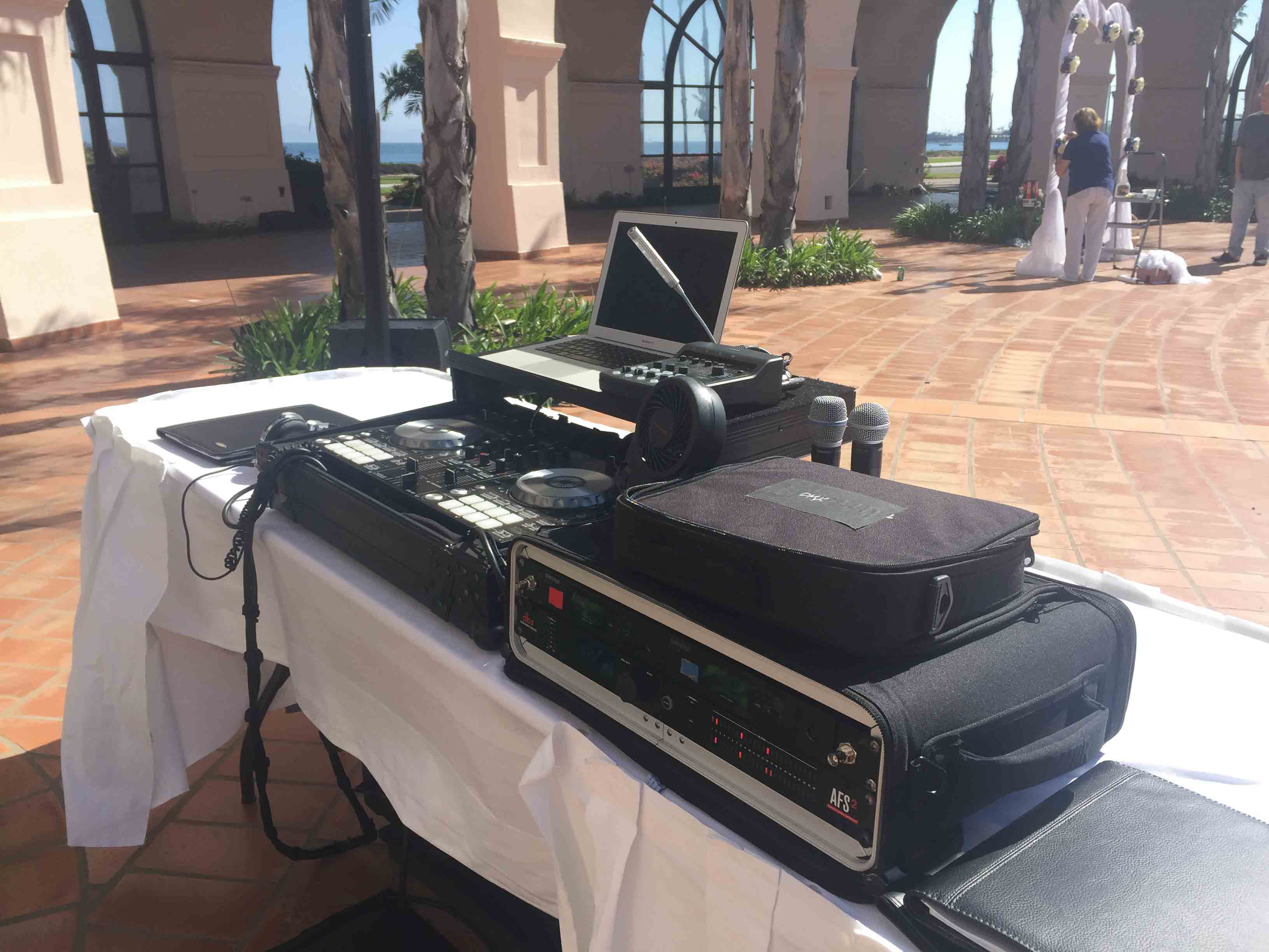 DJ JAS setup at a wedding at the Fess Parker DoubleTree, Santa Barbara