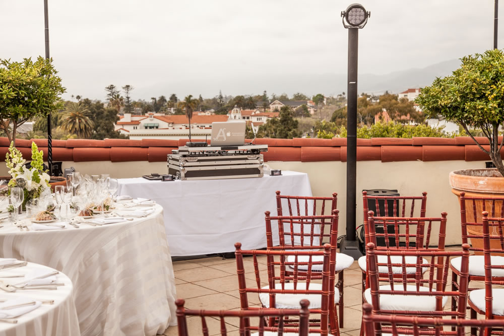 Wedding celebration at the Canary Hotel rooftop, Santa Barbara