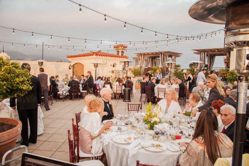Wedding celebration at the Canary Hotel rooftop, Santa Barbara