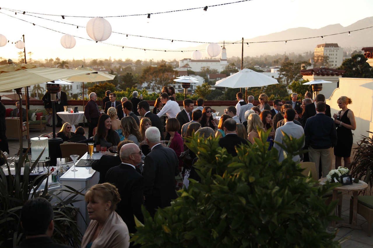 Wedding celebration at the Canary Hotel rooftop, Santa Barbara
