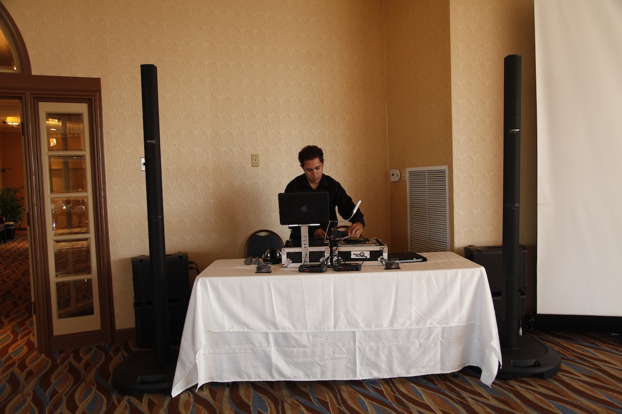 Red up-lighting at a wedding reception by DJ JAS