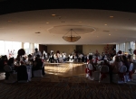 Red up-lighting at a wedding reception by DJ JAS