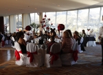 Red up-lighting at a wedding reception by DJ JAS