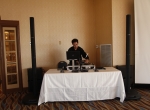 Red up-lighting at a wedding reception by DJ JAS