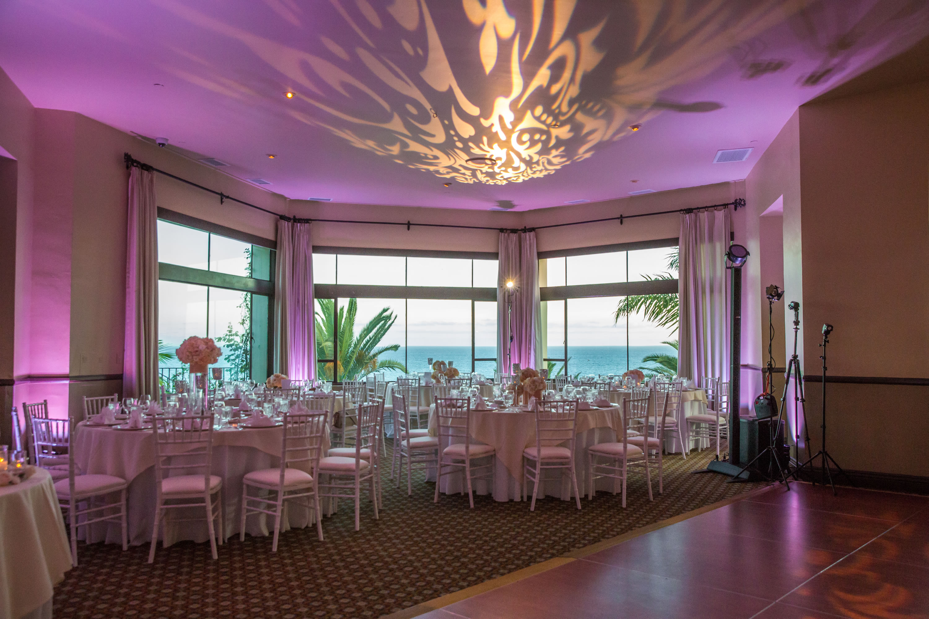 DJ and lighting setup by DJ JAS before a wedding