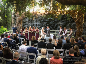 Up-lighting at a wedding at the Oak Room at Calamigos Ranch, Malibu
