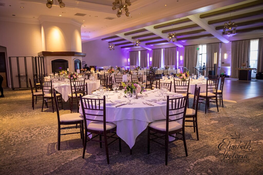 Purple up-lighting at a wedding reception by DJ JAS