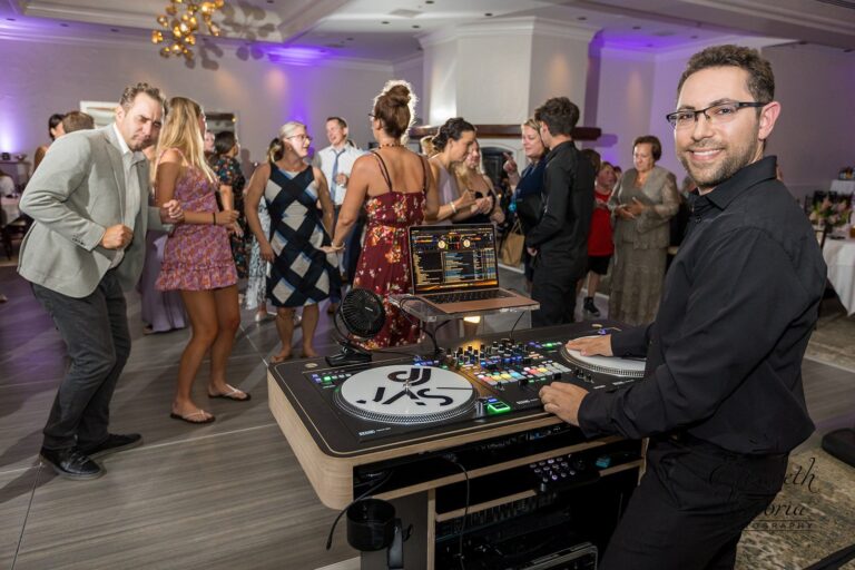 DJ JAS at his DJ booth in the ballroom at the Hilton Santa Barbara Beachfront Resort