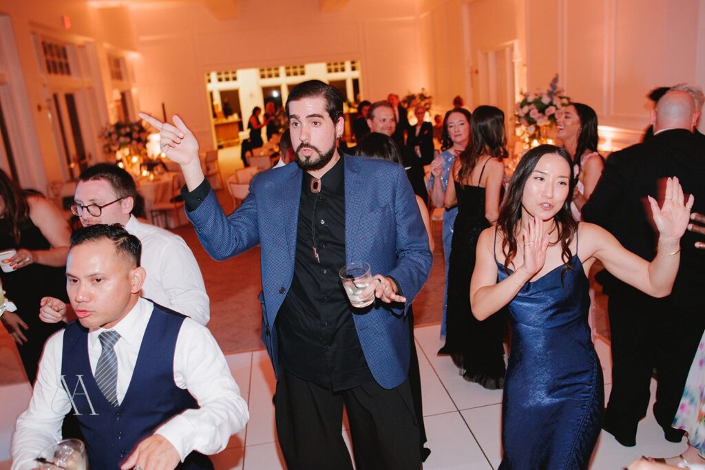 Guests dancing in the ballroom at a Sherwood Country Club wedding in Thousand Oaks